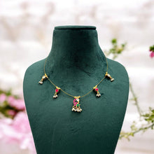 Load image into Gallery viewer, Invisible Peacock Multicolor Pachi kundan Drop Simple necklace