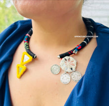 Load image into Gallery viewer, Handmade Ribbon Thread Yellow Hasli Mirror Necklace