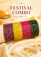 Load image into Gallery viewer, Festival Stone Raindrop COMBO Inspired Full SET 4 color glass bangle set