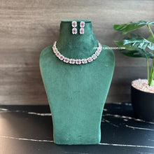 Load image into Gallery viewer, Ruby Silver Dainty American Diamond Necklace set