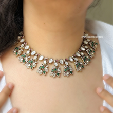 Load image into Gallery viewer, Moissanite Peacock Gold plated Multicolor Statement Necklace set