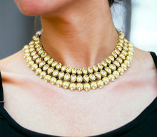 Load image into Gallery viewer, White double layered pearl drop Kundan back side Meenakari necklace set
