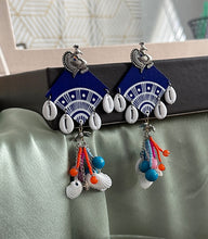Load image into Gallery viewer, Peacock Long Handmade Shell handpainted wooden Jhumka earrings