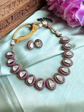 Load image into Gallery viewer, Pink Invisible Setting Moissanite Statement Classy Necklace set