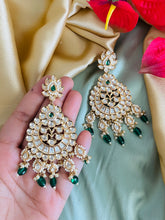 Load image into Gallery viewer, 22k Gold plated Tayani chandbali Beads Stone Earrings