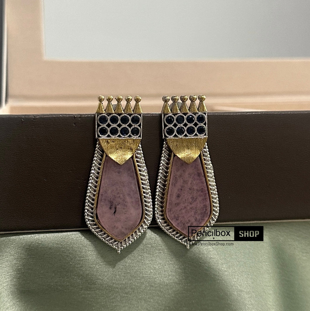 German silver Stone Pink  Earrings