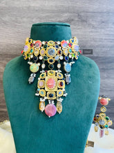 Load image into Gallery viewer, Heritage Designer inspired gem stone Premium Sabya inspired Heritage Necklace set