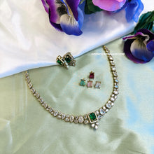 Load image into Gallery viewer, Changeable american diamond Polki designer Necklace set Temple jewelry