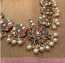 Load image into Gallery viewer, Terracotta Multicolor Premium Lotus Statement Designer necklace set