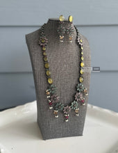 Load image into Gallery viewer, German Silver yellow Pink Mint Long Flower Necklace set