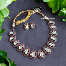 Load image into Gallery viewer, Pink Invisible Setting Moissanite Statement Classy Necklace set