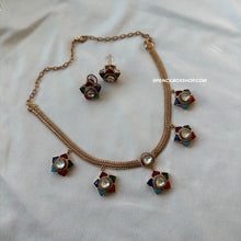 Load image into Gallery viewer, Multiple colors-Flower Pachi Moissanite Premium hasli necklace set
