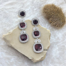 Load image into Gallery viewer, Multiple colors-American diamond Silver Long Cz Earrings