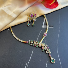 Load image into Gallery viewer, Golden Ruby Green Kundan Polki Hasli Temple Necklace set