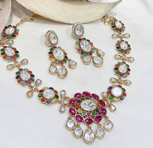 Load image into Gallery viewer, Moissanite Multicolor Inlay Premium Statement Necklace set