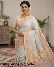 Load image into Gallery viewer, Chanderi Zari border Golden pink orange Green Saree