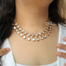 Load image into Gallery viewer, 22k gold plated tayani White Cz Drop simple necklace set