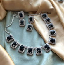 Load image into Gallery viewer, Designer Silver Finish American Diamond Necklace set