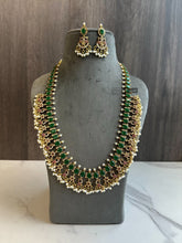 Load image into Gallery viewer, TRENDING GREEN Cz Peacock Guttapusalu Pearl Necklace set