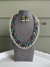 Load image into Gallery viewer, German Silver Pearl Multicolor Long Necklace set