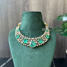 Load image into Gallery viewer, Tayani Gold plated Emerald Green Doublet Premium Statement Necklace set
