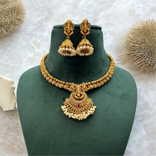 Load image into Gallery viewer, Ganesha golden Dainty Temple Necklace set