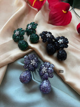 Load image into Gallery viewer, American diamond Invisible setting Flower premium Dangling Earrings