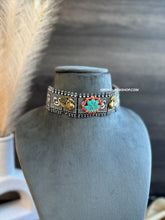 Load image into Gallery viewer, Pachi kundan Lotus German silver Statement necklace Choker