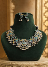 Load image into Gallery viewer, German silver Peacock Fusion Multicolor Necklace set