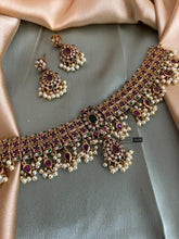 Load image into Gallery viewer, Multicolor Statement kemp stone choker necklace set