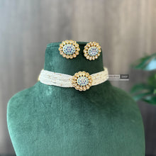 Load image into Gallery viewer, Tayani Gold plated Premium Enamel Blue Choker Necklace set