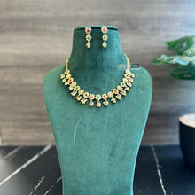 Load image into Gallery viewer, Golden CZ Dangling Dainty Temple Necklace set