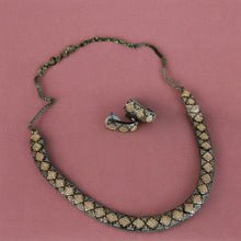Load image into Gallery viewer, Victorian Black Finish Hasli American Diamond Dainty Necklace set