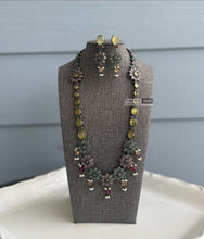 Load image into Gallery viewer, German Silver yellow Pink Mint Long Flower Necklace set