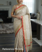 Load image into Gallery viewer, Handloom chikankari work Zari border red golden Saree