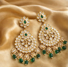 Load image into Gallery viewer, 22k Gold plated Tayani chandbali Beads Stone Earrings