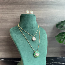 Load image into Gallery viewer, Moissanite Double layer Enamel Pendant Necklace set