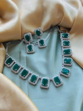 Load image into Gallery viewer, Designer Silver Finish American Diamond Necklace set