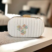 Load image into Gallery viewer, White sequins embroidery Ethnic clutch for women with chain
