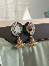 Load image into Gallery viewer, Handmade Mirror  handpainted wooden Jhumka earrings

