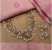 Load image into Gallery viewer, Terracotta Multicolor Premium Lotus Statement Designer necklace set