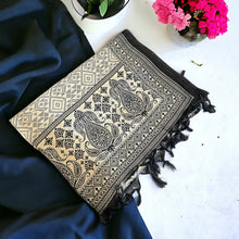 Load image into Gallery viewer, Soft silk black white printed  dupatta
