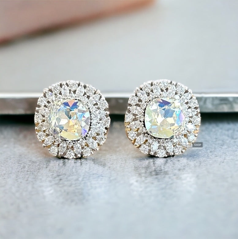 White Crystal Certified American diamond Stud earrings