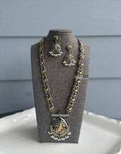 Load image into Gallery viewer, German silver Blue dual tone Ganesha long necklace set