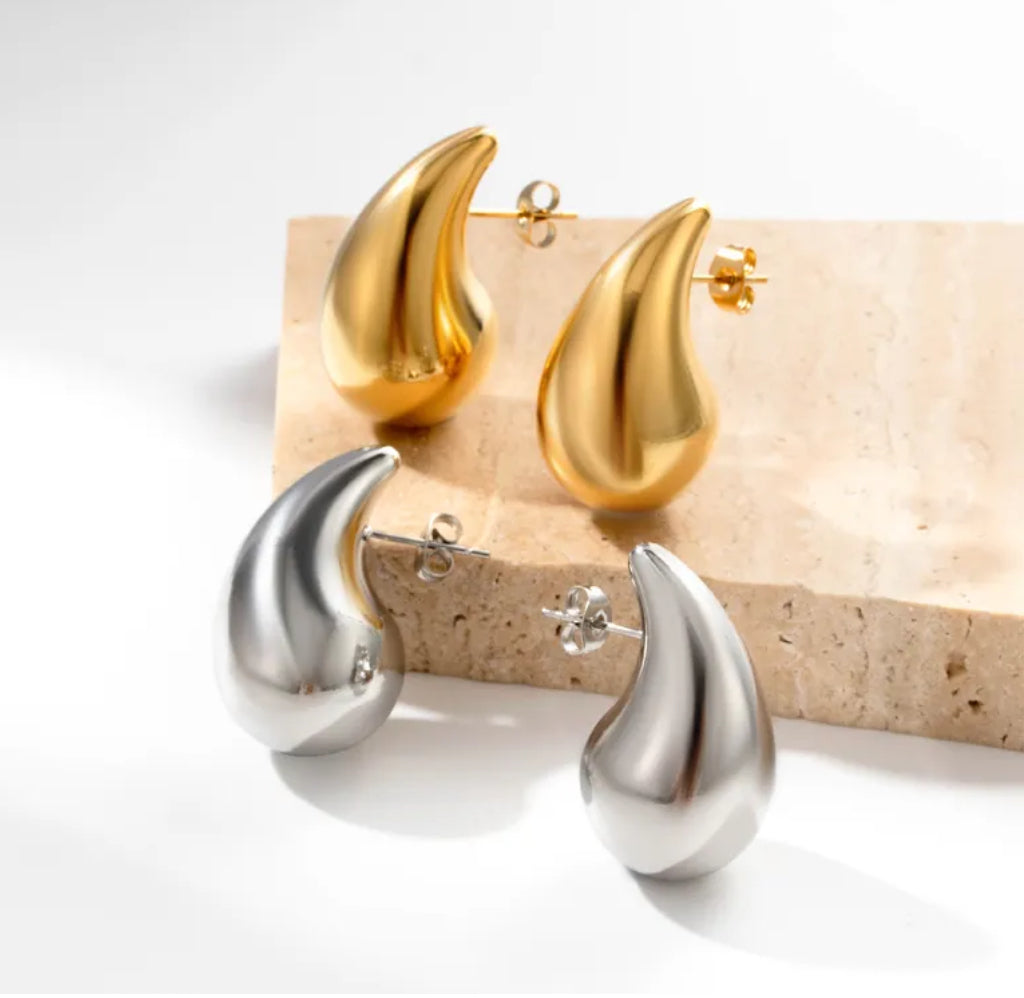 18k gold plated  waterdrop stainless steel stud earrings IDW