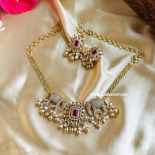 Load image into Gallery viewer, Elephant Ethnic Cz Stone Temple choker set