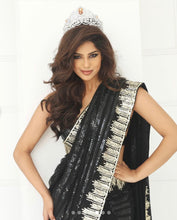 Load image into Gallery viewer, HARNAAZ Black Bollywood saree inspired Sequins Saree women clothing