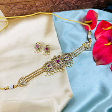 Load image into Gallery viewer, Kemp Stone cz Multicolor golden beads choker set