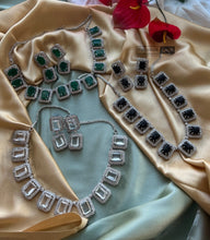 Load image into Gallery viewer, Designer Silver Finish American Diamond Necklace set