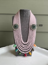 Load image into Gallery viewer, German Silver Pink Layered Tanjore Beads Necklace